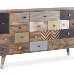 Credenza Dhaval 2A-4C: Legno Mango, Acacia, Metallo e Pelle