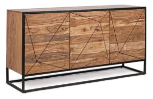 Credenza Egon 3A: Legno Acacia Massello e Acciaio