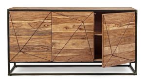 Credenza Egon 3A: Legno Acacia Massello e Acciaio