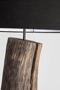 Piantana Kleta Nero H180: Legno Teak Riciclato, Acciaio e Cotone