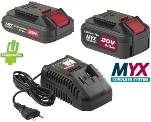 Set 2 batterie litio 20 V e caricabatterie universale